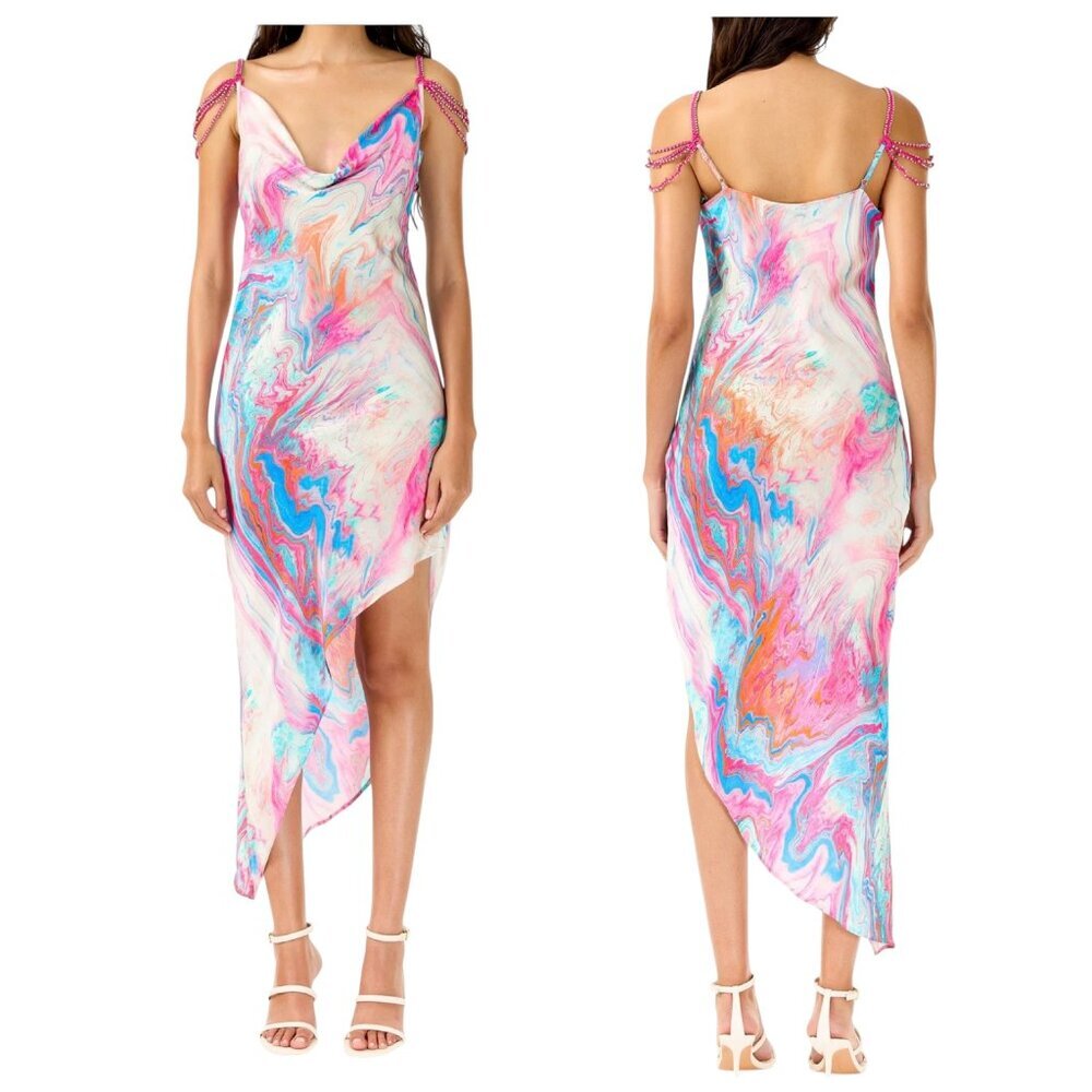 My Beachy Side Cotton Candy Side Slit Asymmetrical Dress Medium NWT